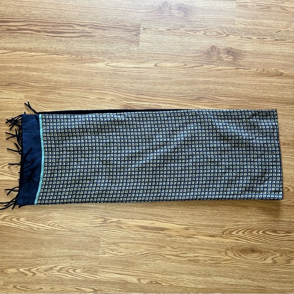 Vintage 90s Salvatore Ferragamo Silk Cashmere Scarf Made in Italy Chic Classic - Picture 3 of 10